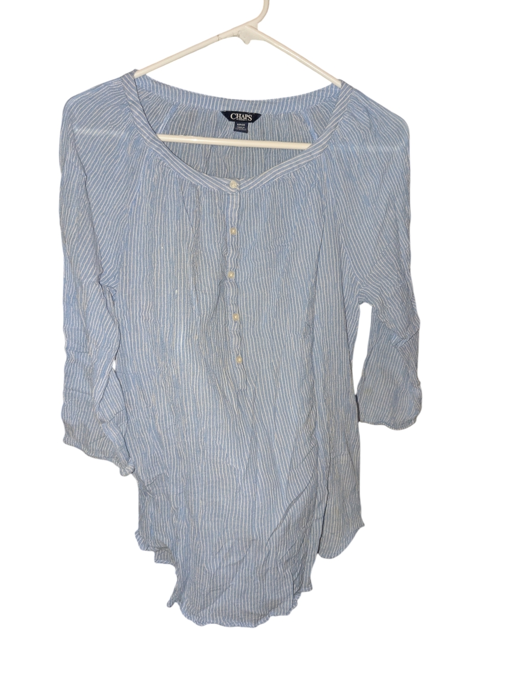 Chaps Denim Light Blue Striped Women's Top Size Small